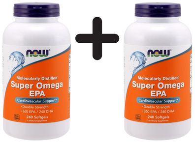 2 x NOW Foods Super Omega EPA Molecularly Distilled - 240 softgels