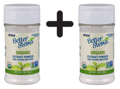2 x NOW Foods Better Stevia - Extract Powder, Organic - 28g