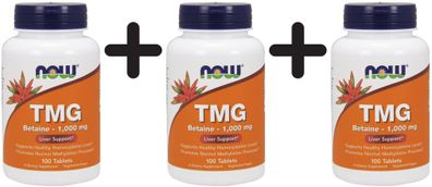 3 x NOW Foods TMG, 1000mg - 100 tabs