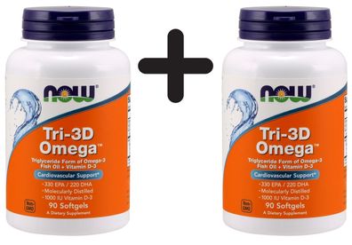 2 x NOW Foods Tri-3D Omega - 90 softgels