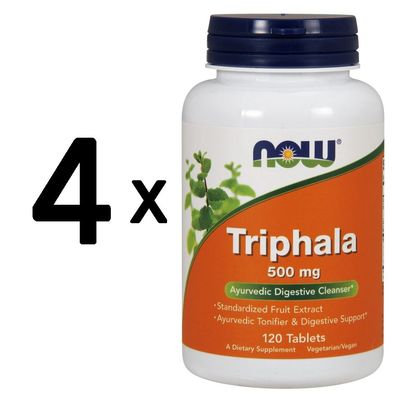 4 x NOW Foods Triphala, 500mg - 120 tabs