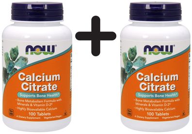 2 x NOW Foods Calcium Citrate, with Minerals & Vitamin D-2 - 100 tabs