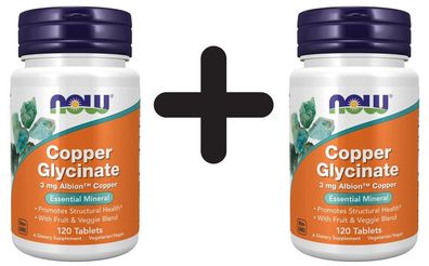2 x NOW Foods Copper Glycinate - 120 tabs