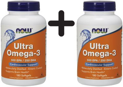 2 x NOW Foods Ultra Omega-3 - 180 softgels