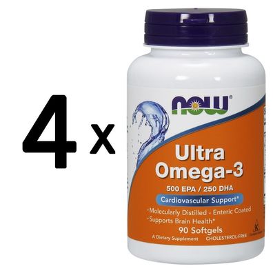 4 x NOW Foods Ultra Omega-3 - 90 Softgels