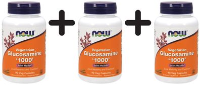 3 x NOW Foods Glucosamine 1000 Vegetarian - 90 vcaps