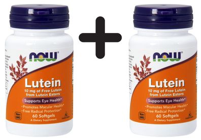 2 x NOW Foods Lutein, 10mg - 60 softgels