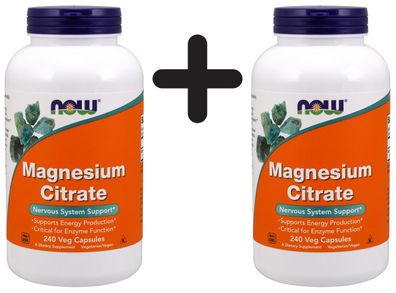 2 x NOW Foods Magnesium Citrate, 400mg - 240 vcaps