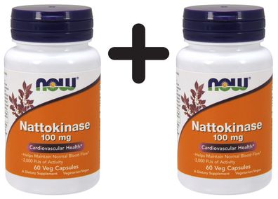 2 x NOW Foods Nattokinase, 100mg - 60 vcaps