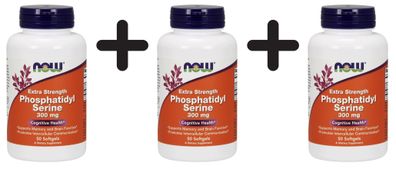 3 x NOW Foods Phosphatidyl Serine, 300mg Extra Strength - 50 softgels