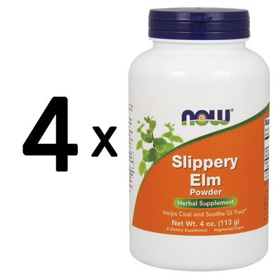 4 x NOW Foods Slippery Elm, Powder - 113g