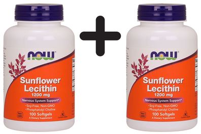 2 x NOW Foods Sunflower Lecithin, 1200mg - 100 softgels
