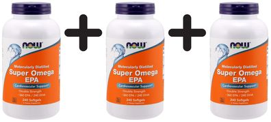 3 x NOW Foods Super Omega EPA Molecularly Distilled - 240 softgels