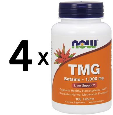 4 x NOW Foods TMG, 1000mg - 100 tabs