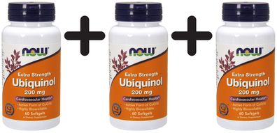 3 x NOW Foods Ubiquinol, 200mg - 60 softgels
