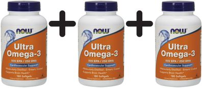 3 x NOW Foods Ultra Omega-3 - 180 softgels