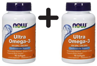 2 x NOW Foods Ultra Omega-3 - 90 Softgels