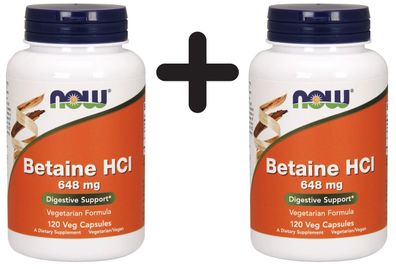 2 x NOW Foods Betaine HCL, 648mg - 120 caps