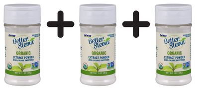 3 x NOW Foods Better Stevia - Extract Powder, Organic - 28g