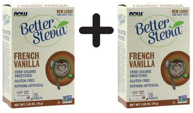 2 x NOW Foods Better Stevia, French Vanilla - 75 packets