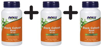 3 x NOW Foods Black Cohosh Root, 80mg - 90 vcaps