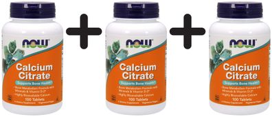 3 x NOW Foods Calcium Citrate, with Minerals & Vitamin D-2 - 100 tabs