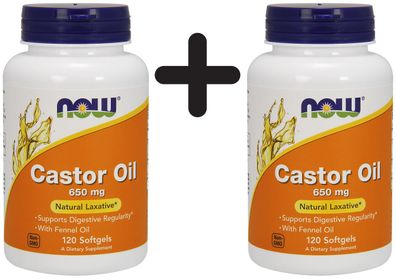 2 x NOW Foods Castor Oil, 650mg - 120 softgels
