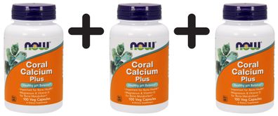 3 x NOW Foods Coral Calcium Plus - 100 vcaps