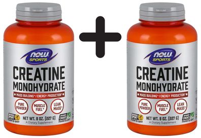 2 x NOW Foods Creatine Monohydrate, Pure Powder - 227g