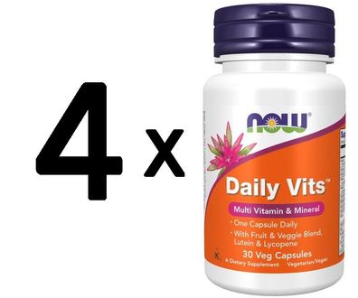 4 x NOW Foods Daily Vits - 30 vcaps