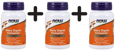 3 x NOW Foods Dairy Digest Complete - 90 vcaps