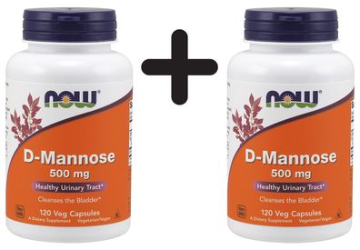 2 x NOW Foods D-Mannose, 500mg - 120 vcaps
