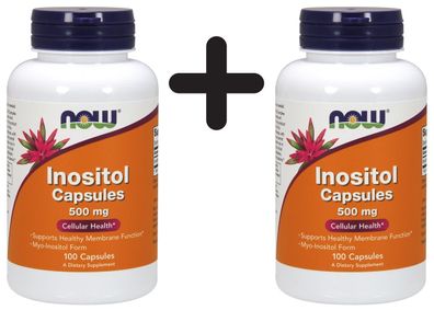2 x NOW Foods Inositol, 500mg (Caps) - 100 caps