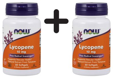 2 x NOW Foods Lycopene, 10mg - 60 softgels