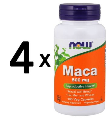 4 x NOW Foods Maca, 500mg - 100 caps