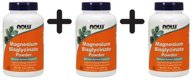 3 x NOW Foods Magnesium Bisglycinate Powder - 227g
