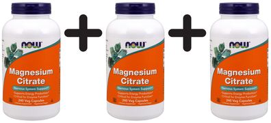 3 x NOW Foods Magnesium Citrate, 400mg - 240 vcaps