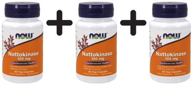 3 x NOW Foods Nattokinase, 100mg - 60 vcaps
