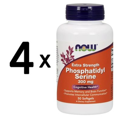 4 x NOW Foods Phosphatidyl Serine, 300mg Extra Strength - 50 softgels