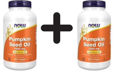 2 x NOW Foods Pumpkin Seed Oil, 1000mg - 200 softgels