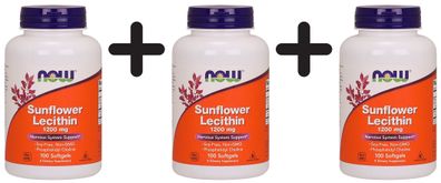 3 x NOW Foods Sunflower Lecithin, 1200mg - 100 softgels