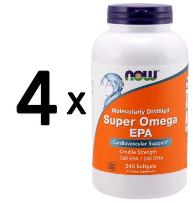 4 x NOW Foods Super Omega EPA Molecularly Distilled - 240 softgels