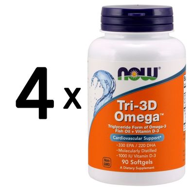 4 x NOW Foods Tri-3D Omega - 90 softgels
