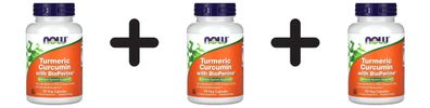3 x NOW Foods Turmeric Curcumin with BioPerine - 90 vcaps