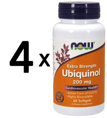 4 x NOW Foods Ubiquinol, 200mg - 60 softgels