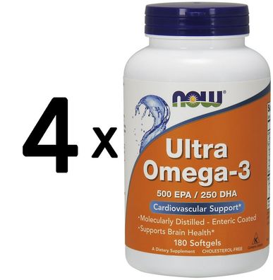 4 x NOW Foods Ultra Omega-3 - 180 softgels