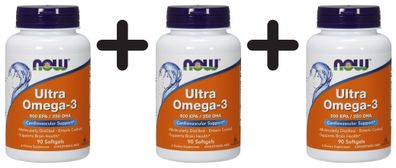 3 x NOW Foods Ultra Omega-3 - 90 Softgels