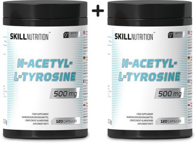 2 x Skill Nutrition N-Acetyl-L-Tyrosine, 500mg - 120 vegan caps
