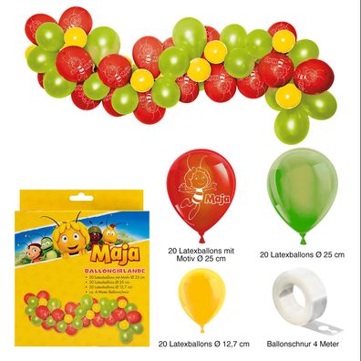Biene Maja Ballongirlande 60-teilig Ballon-Bogen für tierisch bunte Kinderparty