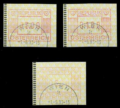 Österreich Automatenmarken Nr ATM 1-3S-ATM 1-6S X6DA94E